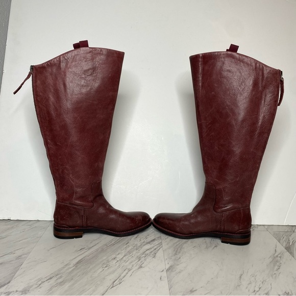 Franco Sarto Meyer Wide Calf Maroon Leather Tall Riding Boot 6 1/2 M - Picture 5 of 15